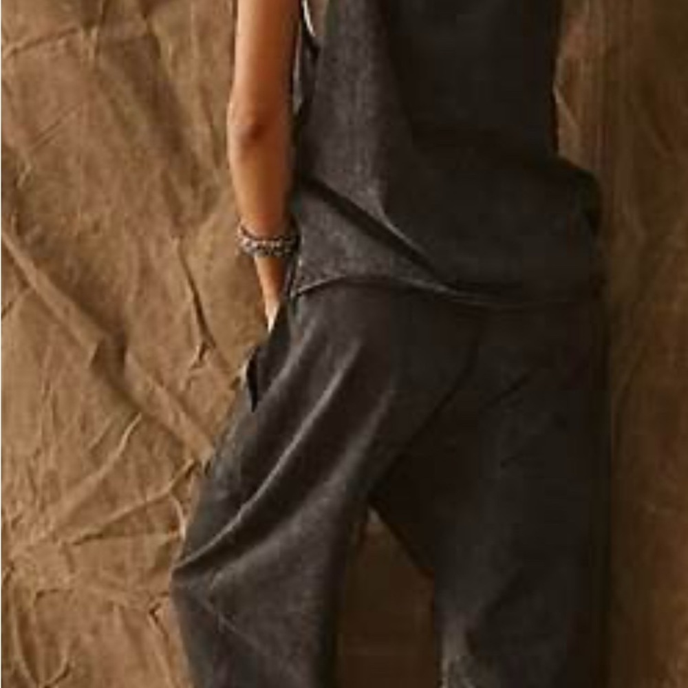 Free People Hot Shot Relaxed Fit Charcoal Black Set - Picture 12 of 12